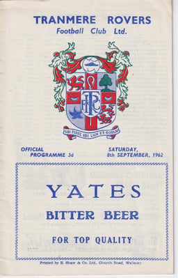 Tranmere Rovers v Hartlepool United Match Programme 1962-09-08